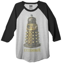 Doctor Who Dalek Exterminate Raglan 3/4 Sleeve Adult T-Shirt, NEW UNWORN - £17.19 GBP