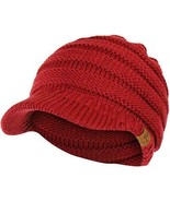 C.C Brand Brim Visor Trim Ponytail Beanie Ski Hat Knitted Bun Cap - Wine... - £11.53 GBP
