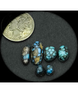 8.0 cwt. Extremely Rare Indian Mountain Lot of 6 Turquoise Cabochons - £316.03 GBP