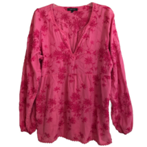 Karen Kane Embroidered Cotton Babydoll Blouse Womens Sz XL Pink Boho Pea... - $34.99