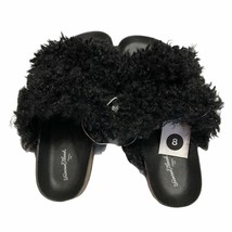 NWT Slides Faux Fur Sandals Womens Size 8 Black Universal Threads Ember ... - £14.19 GBP