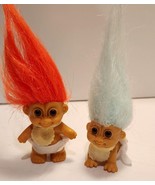 Russ Troll Baby Dolls 2 Naked Diapers Bibs Orange Blue Hair 2 Inches Tal... - £15.69 GBP