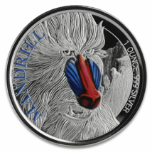 1 Oz Silver Coin 2020 500 CFA Francs Cameroon Scottsdale Mint Color - Mandrill - £101.83 GBP