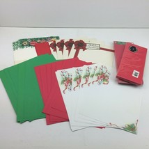 Christmas Holiday Stationary &amp; Envelope Candy Cane Red Green Bells Bows Lot - £31.59 GBP