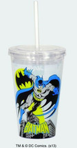 DC Comics Batman Figure and Bat Logo Acrylic 18 ounce Travel Cup, NEW UN... - $12.59