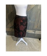 Ann Taylor Skirt Women Size 12 Black Roses Zipper Knee Length Floral Cot... - €21,69 EUR