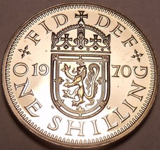 Proof Great Britain 1970 Shilling~Scottish Shield Variety~Last Year Mint... - $5.58