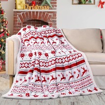 Christmas Sherpa Fleece Throw Blanket, Fuzzy Plaid Cozy Fluffy Throws Blankets - £26.36 GBP