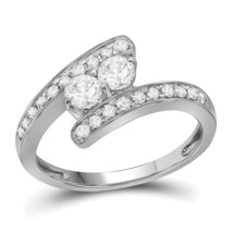 10kt White Gold Round Diamond 2-stone Bridal Wedding Engagement Ring 5/8... - £801.83 GBP