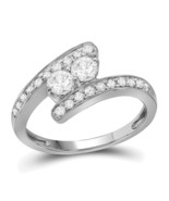 10kt White Gold Round Diamond 2-stone Bridal Wedding Engagement Ring 5/8... - $1,384.72 CAD