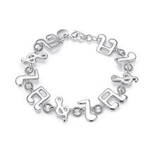 Musical Note Charm Bracelet 925 Sterling Silver - £9.45 GBP
