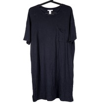 Daily Ritual Dress L Womens Black Casual Short Sleeve ShirtDress Viscose Stretch - £14.13 GBP