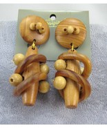 Unique vintage style handcraft wooden human design dangle earring studs  - £5.50 GBP