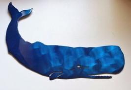 Swimming Whale - Metal Wall Art - Metallic Blue 13&quot; x 10&quot;  - £22.00 GBP