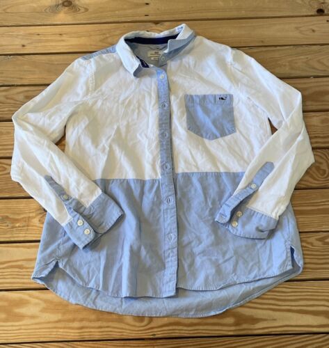 Primary image for Vineyard Vines Women’s Button up long sleeve shirt size 6 White Blue Sf7