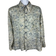 Vintage Blue Buckle Button-Up Mens Shirt With Deer Print Design Size L - $23.13