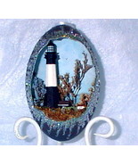 Decorated Emu Egg Tybee Island Lighthouse, Collectible Egg Art, Lighthouse Egg - £98.32 GBP