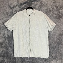 Cubavera Bowling Shirt Mens Large Gray Linen Blend Stitched Design Casua... - $17.49