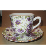 Baum Brothers Formalities Chintz Purple Pansy Teacup &amp; Saucer Set - €25,84 EUR