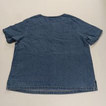 Vintage 90s Silhouettes Chambray  Denim Top Statement Buttons Blue Women's XL  image 2