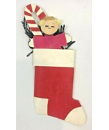 Vintage Die Cut Christmas Gift Tag Large Topper  9&quot; Stocking Angel Foil ... - $12.00