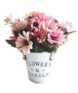 Charmly Artificial Flowers Silk Gerbera Pink Potted European Style Arran... - £20.05 GBP