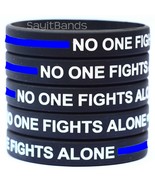 Thin BLUE Line No One Fights Alone Wristbands Silicone Police Bracelet Lot - £7.04 GBP+