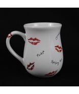 Mary Kay Lipstick Lip Prints Kisses 12 oz. Coffee Mug Cup Ravishing Red Fuchsia - $24.99