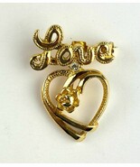 Gery’s Gold Tone Heart And Love Pin Brooch - $8.06 CAD