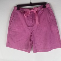 Women&#39;s Pink Striped Duck Head Cotton Seersucker Bermuda Shorts Size 10 NWT - £9.54 GBP