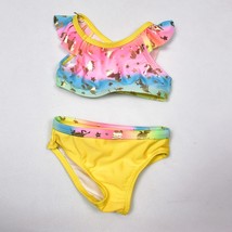 Wonder Nation Baby Girl&#39;s Unicorn Ruffle Sleeve Bikini Swimsuit Yellow 12 Months - £9.06 GBP