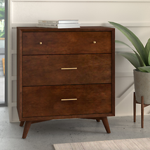 Flynn Mid Century Modern 3-Drawer Chest In Acorn Or White Finish - $966.95