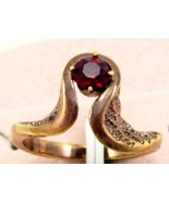 Antique rose gold plated gemstone Ruby red  woman lady cocktail ring sz 8 - $15.99