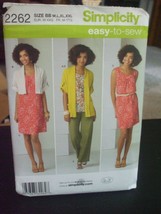 Simplicity 2262 Pullover Dress or Tunic, Pants & Cardigan Pattern - Size M-XXL - $8.15