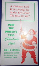 Vintage United Savings &amp; Loan 1956 Christmas Club Ink Blotter - £7.89 GBP