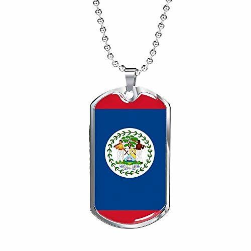 Express Your Love Gifts Belize Flag Necklace Belize Flag Engraved 18k Gold Dog T