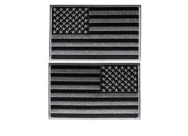 Choose Style 5&quot; x 3 Black and Gray AMERICAN FLAG iron on patch Forward / Reverse - £8.25 GBP+