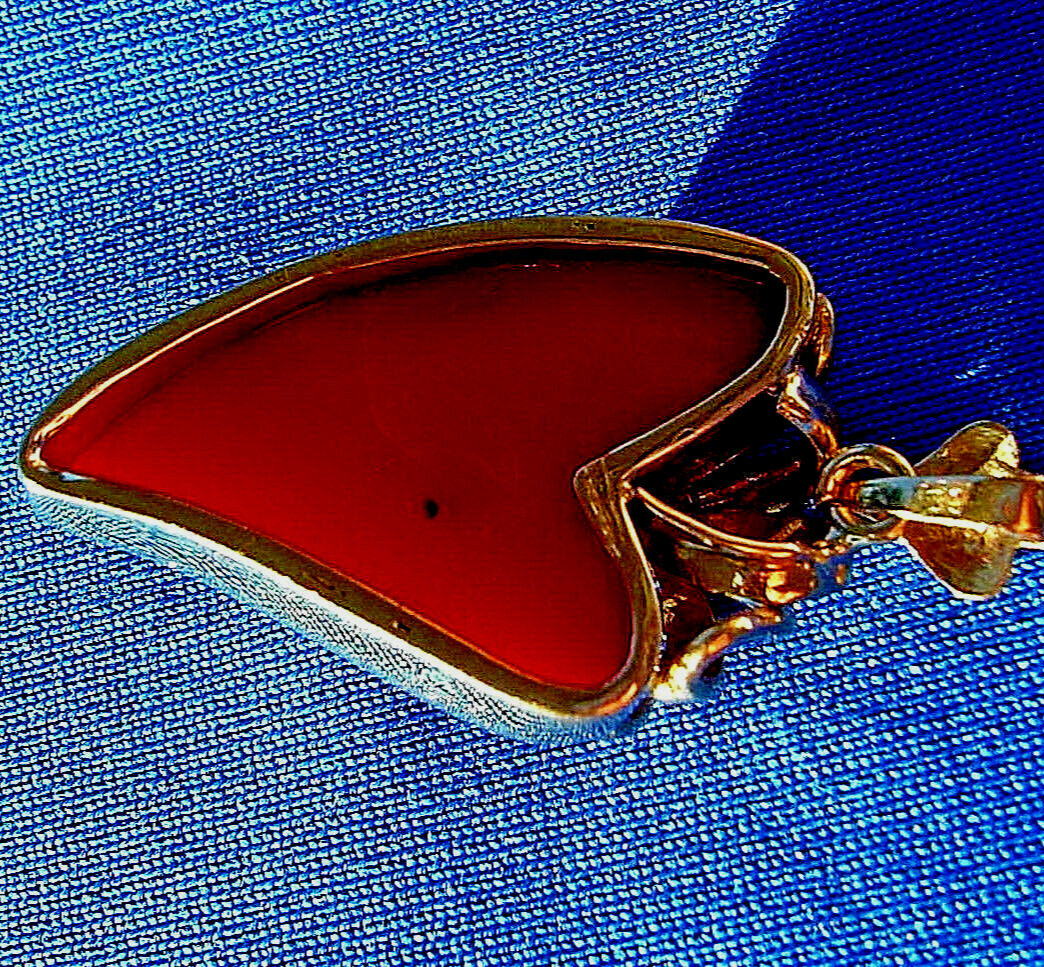 Natural Coral Red Mediterranean Pendant Hand made 18k Solid Gold Bezel Medallion Item image 8