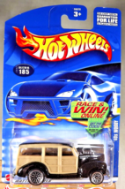 2002 Hot Wheels Mainline/Collector #185 &#39;40s WOODY Black-Tan Unpntd-Base wLaceSp - £7.45 GBP