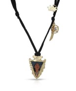 DISNEY COUTURE POCAHONTAS BLACK LEATHER/14KT GP ARROWHEAD NECKLACE**RARE... - $34.17 CAD