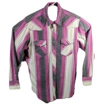 Wrangler Pink Flannel Long Tail Sexy Striped Shirt 17 1/2 - 35 Mens XL - $44.98