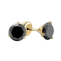 14K Oro Amarillo Chapado 3CT Redondo Diamante Negro Martini Tuerca Pendientes - £42.08 GBP