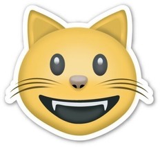 x3 10cm Vinyl Stickers cat cats feline smile kittens furry animal emoji laptop - £3.55 GBP