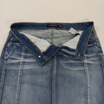 One 5 One MS20270Z Women's Blue Pencil Stretch Denim Slit Skirt Pockets Size L image 11