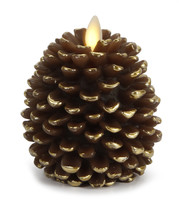 Luminara Flameless Candle - Pine Cone Shape - Brown with Gold Accents - £63.15 GBP