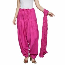 Women Cotton Traditional Patiala Salwar Free Size With Chiffon Dupatta Magenta - £13.34 GBP