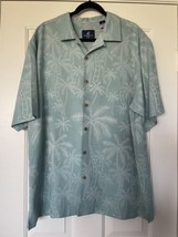 Caribbean Joe Mens Hawaiian Shirt Blue Size XL Short Sleeve 100% Silk - $26.18