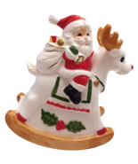 Vtg Lund&#39;s Lites Rocking Horse Santa Claus Music Box Plays Rudolph Red N... - €18,74 EUR
