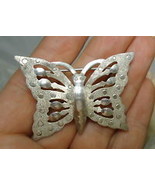 BUTTERFLY Vintage Sterling Silver Open Work Brooch Pin - signed - FREE S... - £35.58 GBP