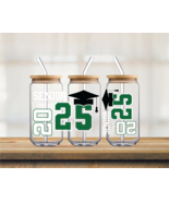 Senior Class of 2025 Green and White | UV DTF 16oz Glass Can - $5.53 CAD